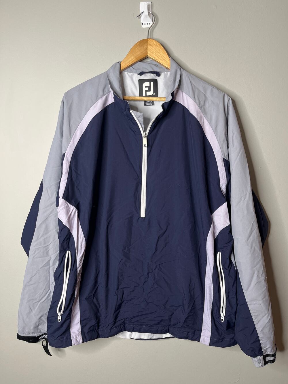FootJoy Navy Purple Half Zip Windbreaker Large